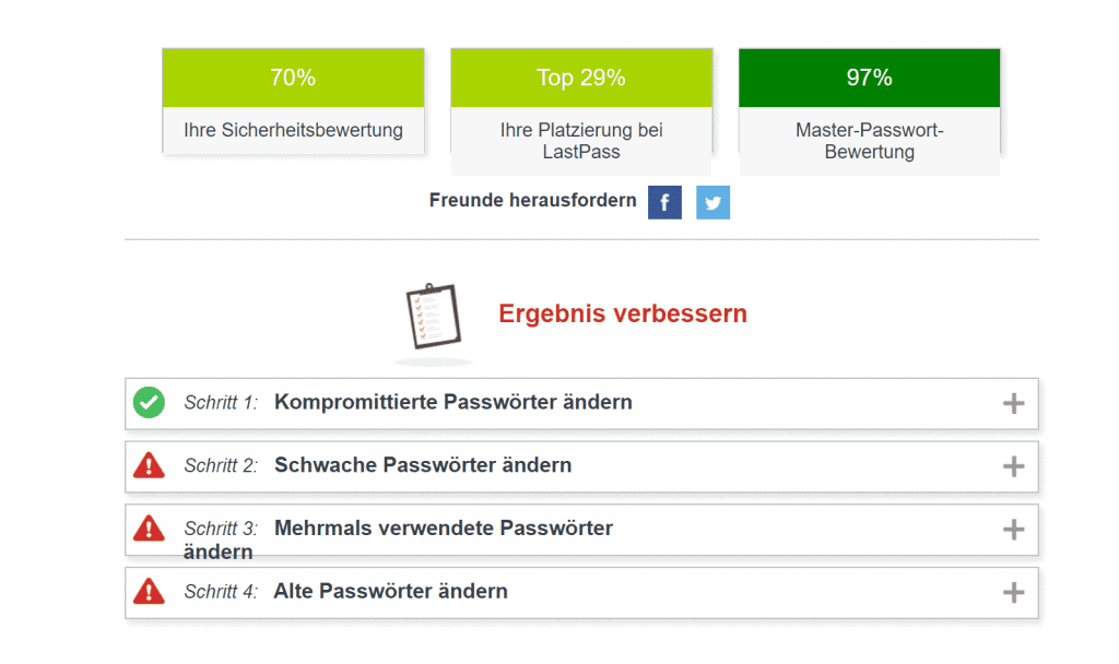 LastPass Security Check Screenshot