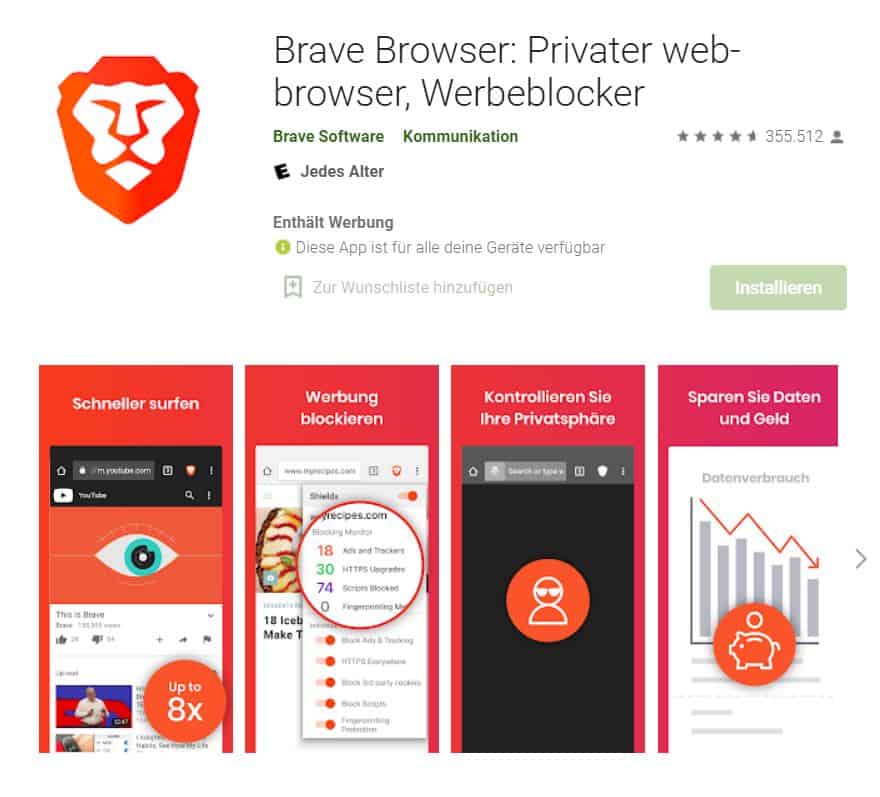 Browsertest Android Brave Browser