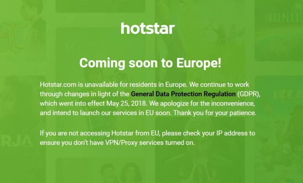 Hotstar Geoblocking Europa