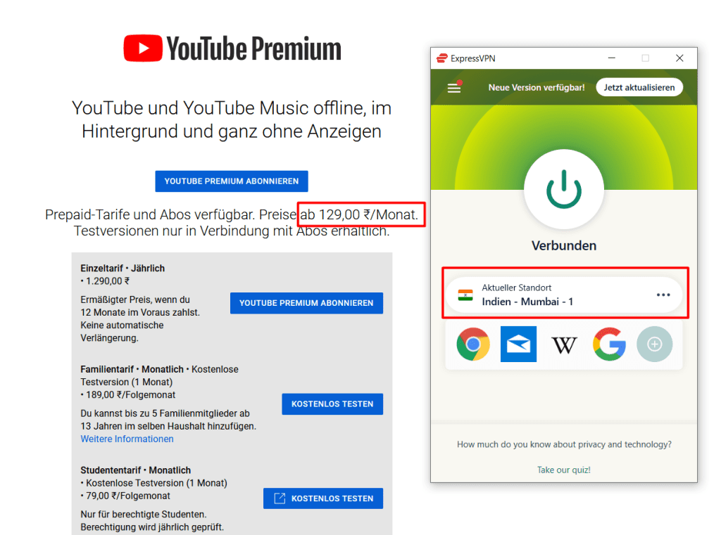 youtube premium indien expressvpn