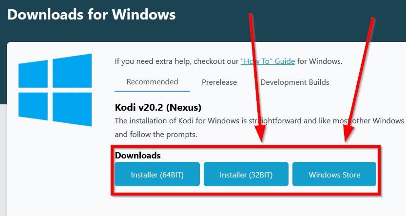 kodi windows download optionen
