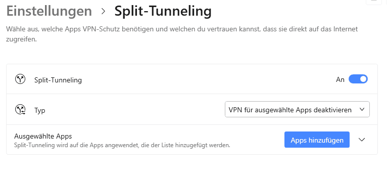 nordvpn split tunneling einstellungen